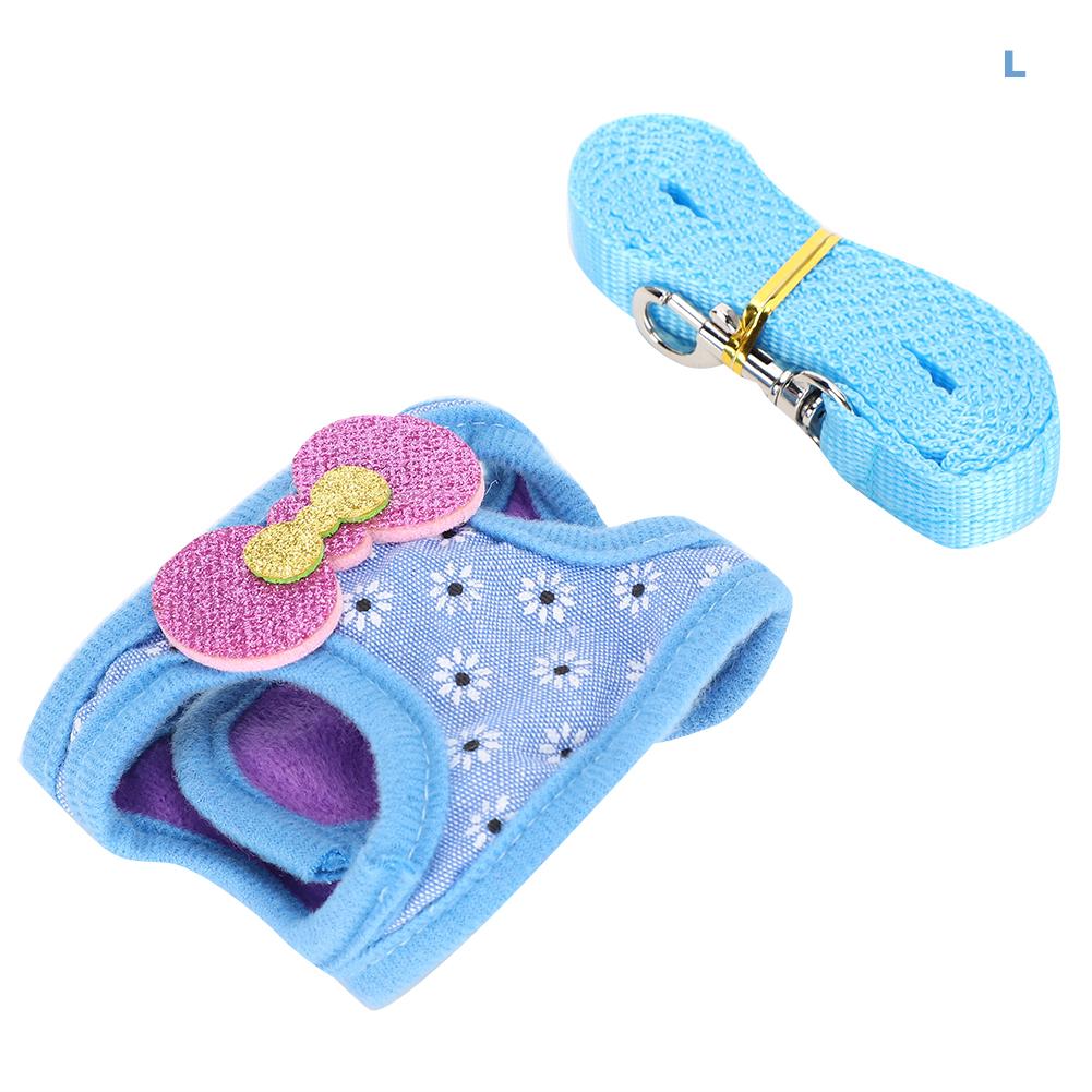 Adjustable Leash Harness Breathable Chest Strap Traction Vest for Rabbit Hamster Small Pet AnimalL