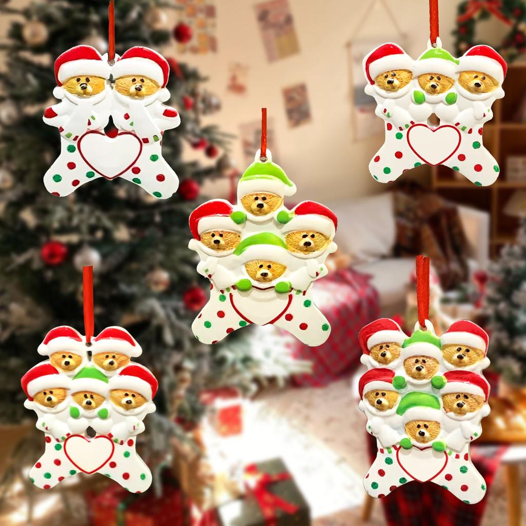Adorable Christmas Resin Bear Family Ornament With Heartfelt Blessings For Festive Decor