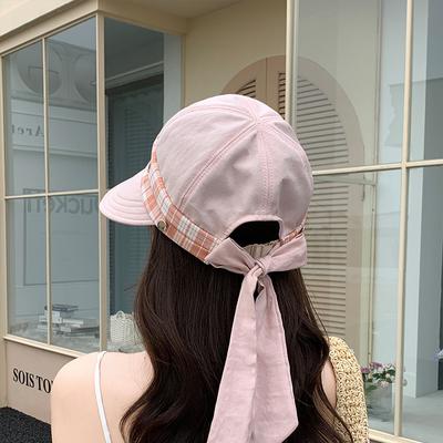 Chapeau à carreaux printemps-été pour le voyage en plein air des femmes, larges bords pour l'ombre, peut accrocher un masque, casquette de baseball à visière plate