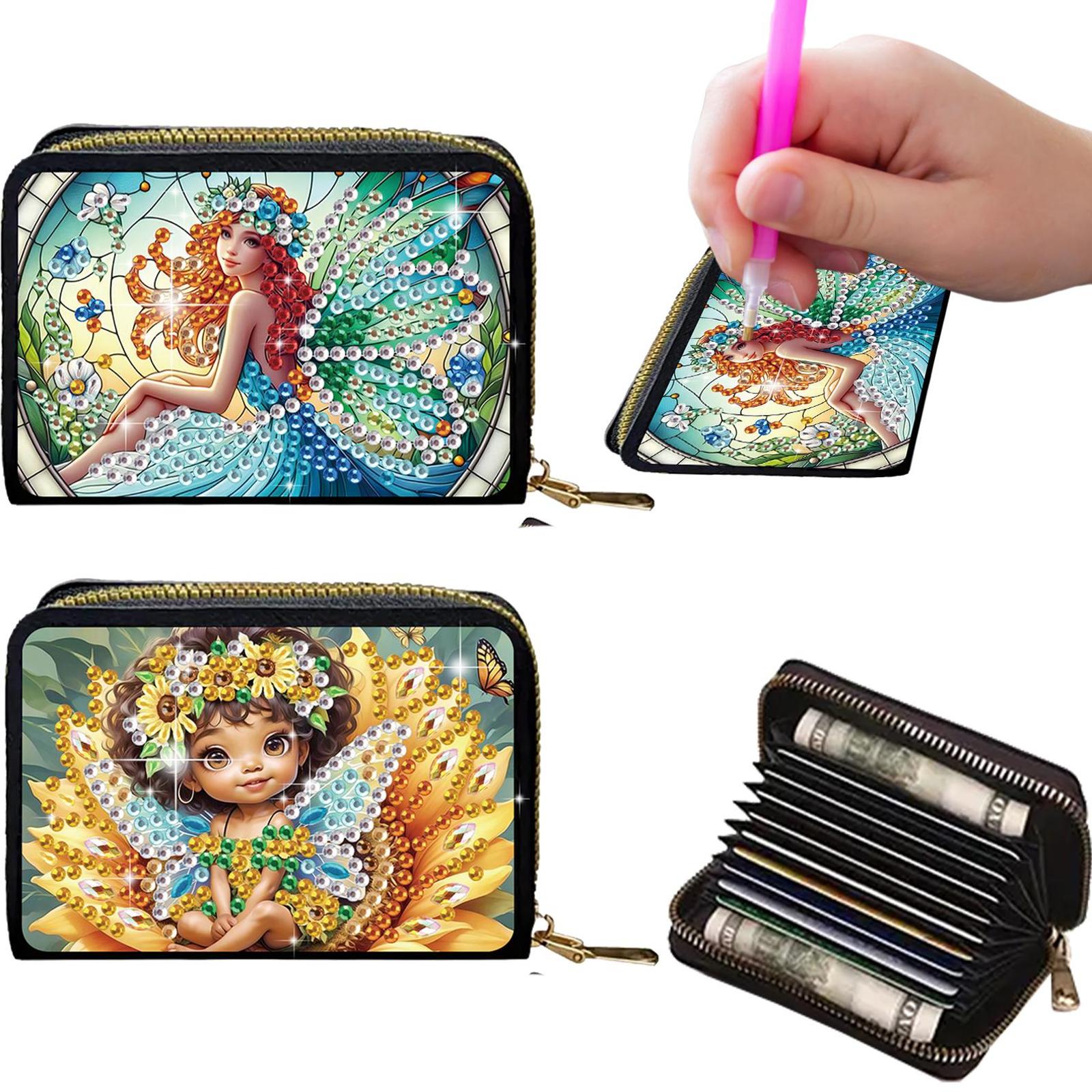 

2pcs Animal Pattern Diamond Painting Compact Coin Purse DIY Diamond Painting Art Kit ID Storage Bag for Holiday and Everyday Use