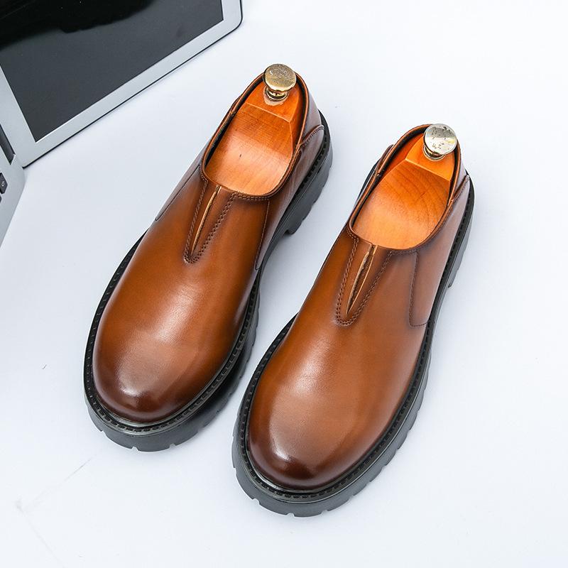 

Leather shoes men s platform Korean version Doudou shoes men s shoes men s foot cover business leisure one foot dress 39