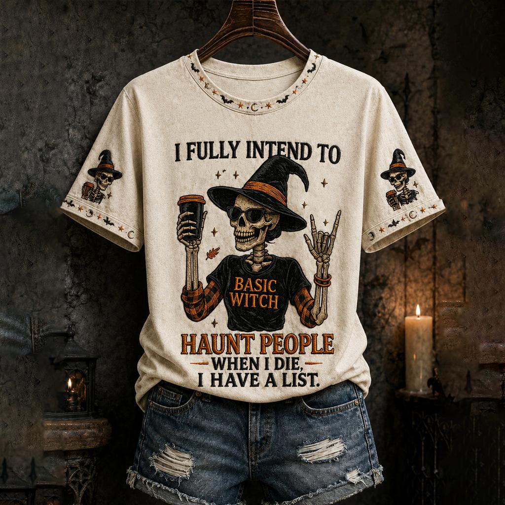 Women's Fashion Casual Short Sleeve Halloween Print T-Shirt Top