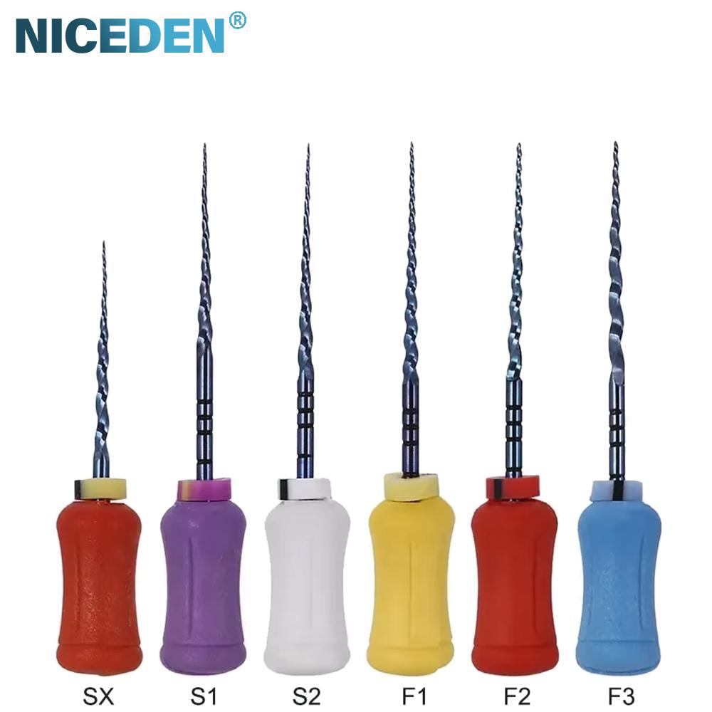 Niceden 6Pcs/Box Dental Endodontic NiTi Hand Use Heat Activated Rotary File SX-F3 25mm Root Canal Super Files Dentist Accessory