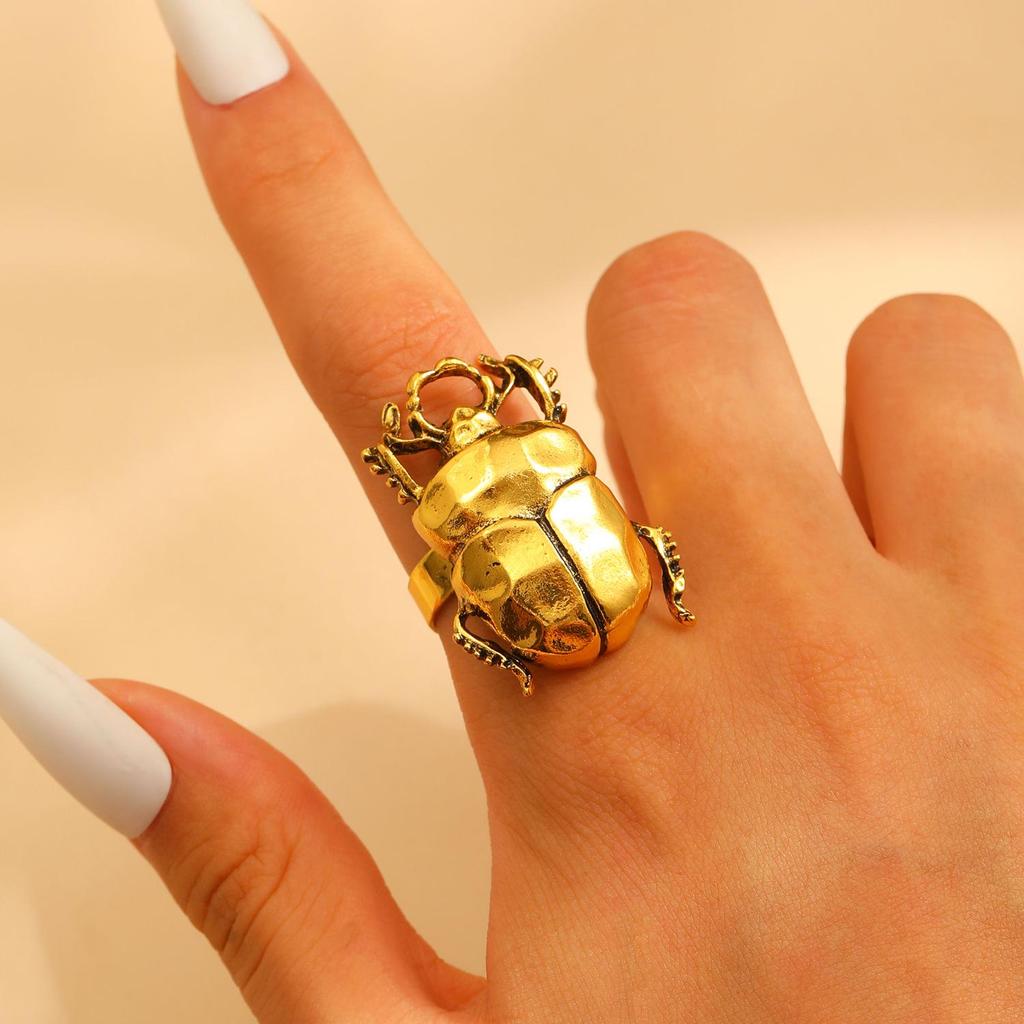 European & American Bold Cicada Beetle Ring - Unisex, Adjustable Index Finger Accessory.