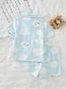 Girls Cloud Print Pajama Set, Soft Button-Down Short Sleeve Sleepwear, Cute Loungewear for 4-7 Years