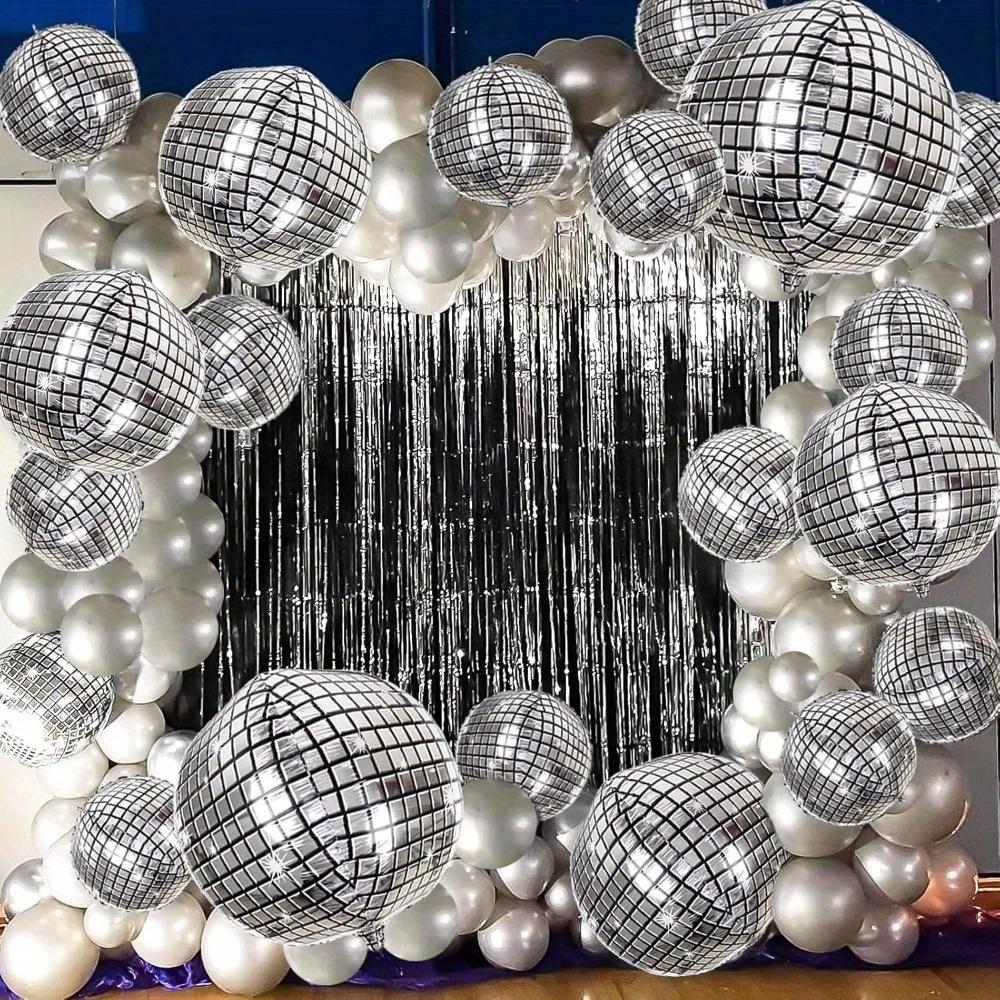 10pcs Silver Disco Balloon 4D Round Balloon Disco Balloon Decorations Bachelorette Party Birthday Party Supplies Party Background Decoration Balloons
