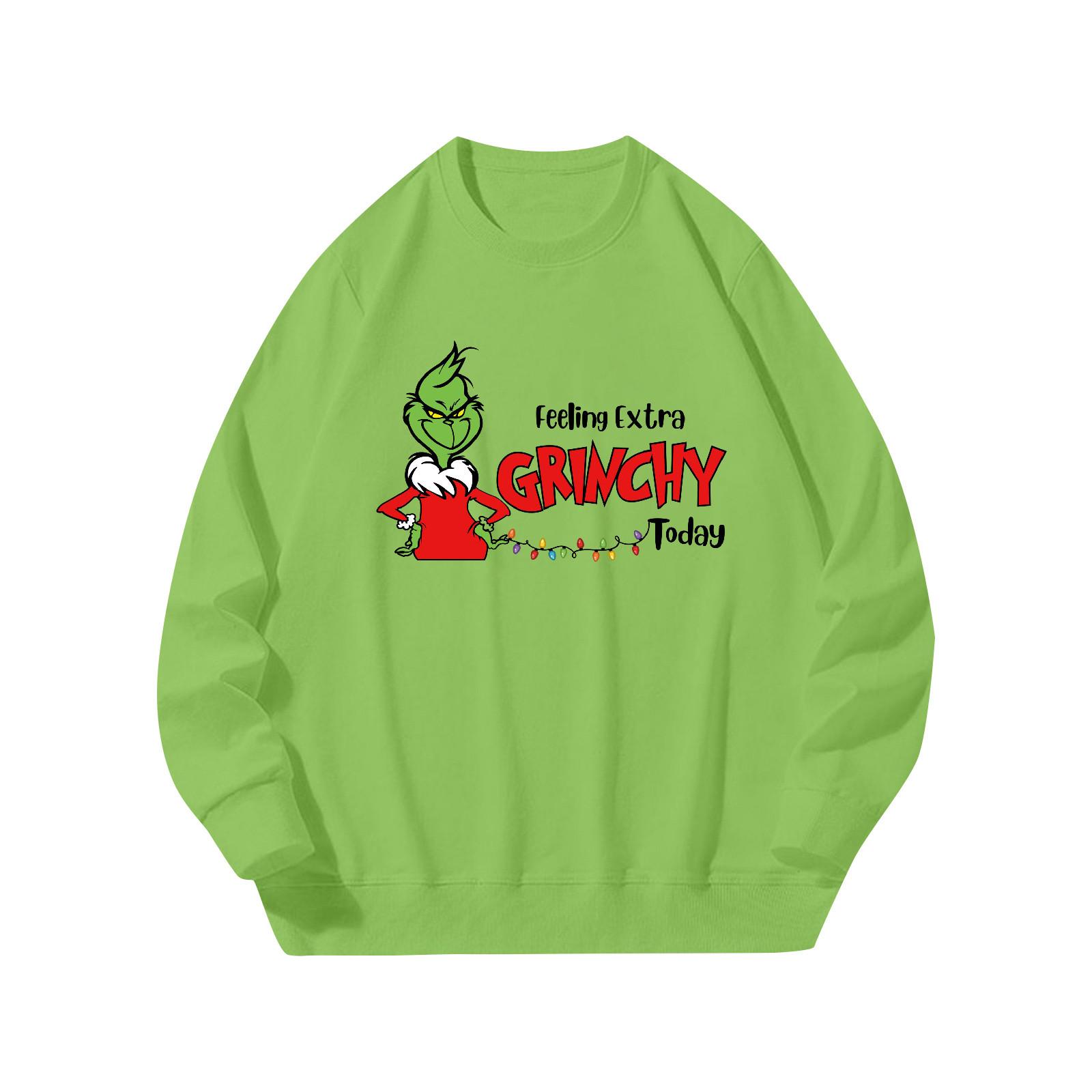 

Мужская спортивная одежда с принтом, свитер с круглым вырезом и свободными рукавами с рождественским принтом XXXL зелёный