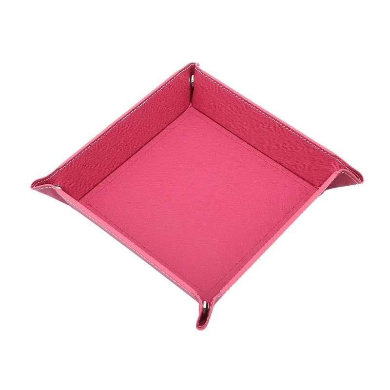Rolling Folding Hexagon Dice Game Storage Tray Holder Double Sided Thick PU Leather&Velvet Dice Mat Office Supplies