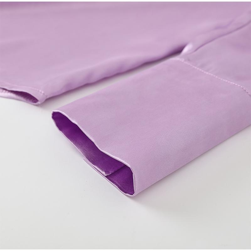 Damen 2023 Elegant Satin Einfarbig Langarm Blusen Damen Chic Vintage Blau Grün Lässig Locker Sitzend Knöpfe Hemden Oberteile
