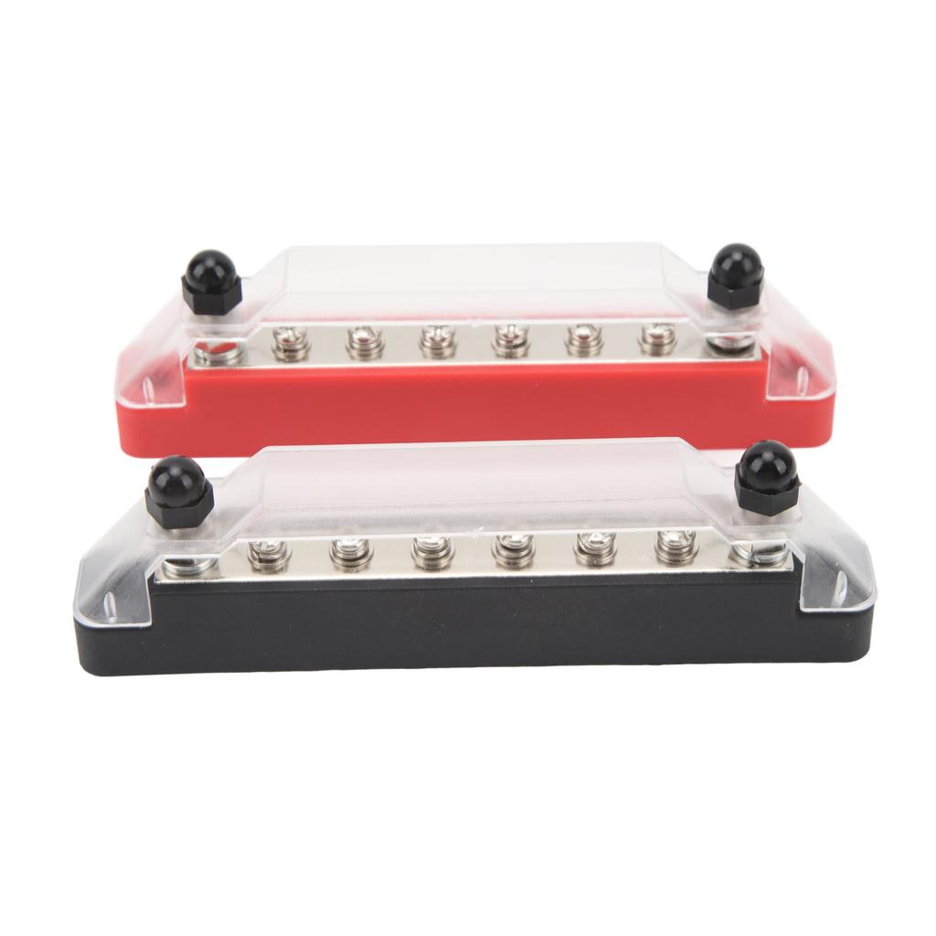 2Pcs Busbar 150A Black And Red RV Ship 8 Ways Busbar M6 High Current Stud Power Distribution Block DC12V To 48V