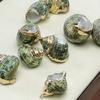 10Pcs, Natural Dyed Conch Zinc Alloy Golden Edge Pendant Charms for DIY Unisex Necklace Accessories, Creative Jewelry Making, Crafts for Holiday Gifts