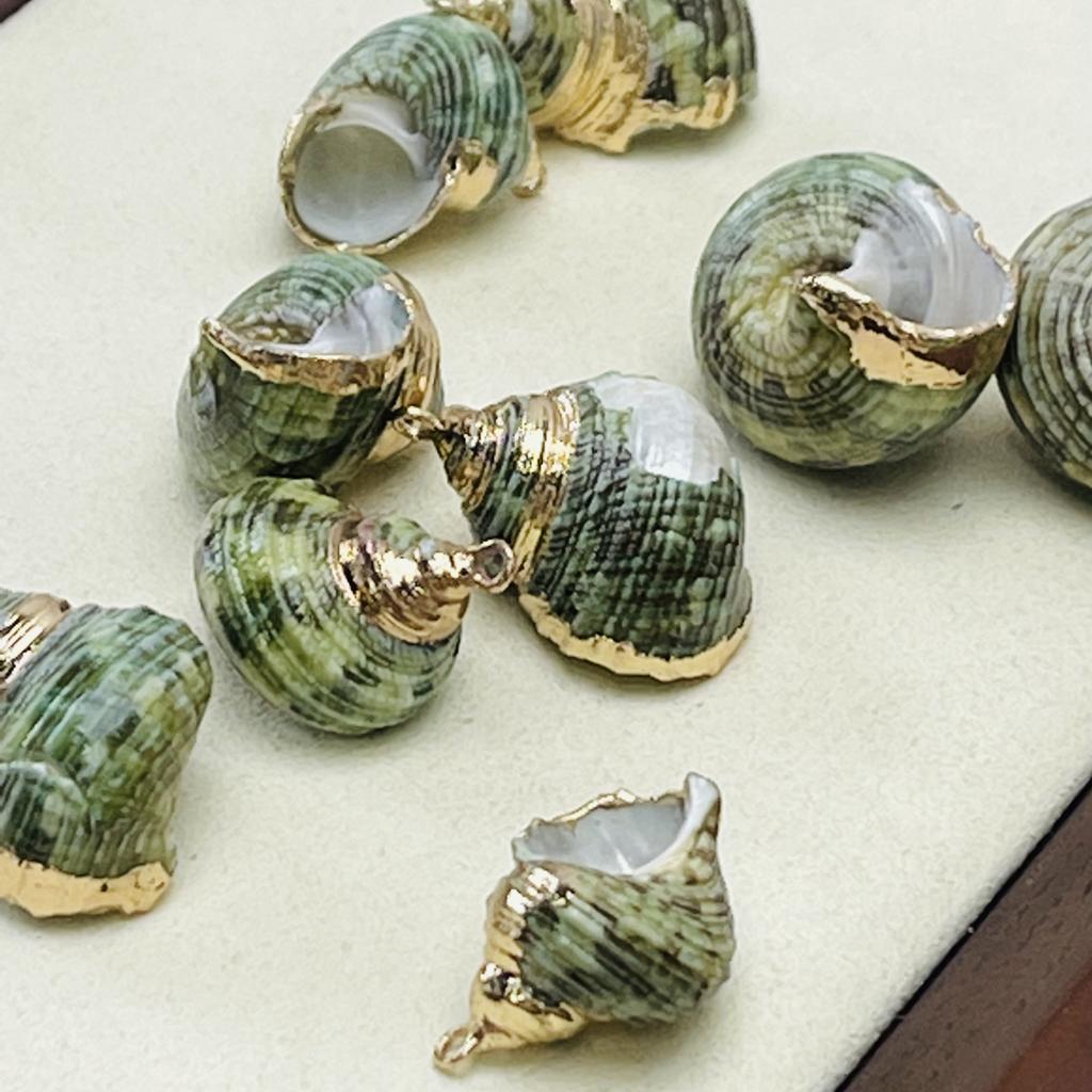 10Pcs, Natural Dyed Conch Zinc Alloy Golden Edge Pendant Charms for DIY Unisex Necklace Accessories, Creative Jewelry Making, Crafts for Holiday Gifts