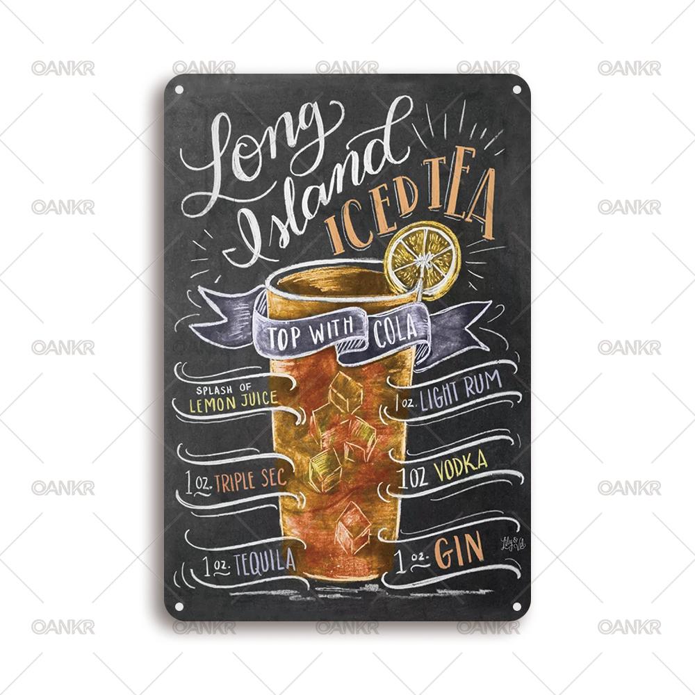 

Vintage Art Cocktail Poster Metal Tin Sign Ideal Gift x Inch Island Iced Tea Recipe Metal Signs for Home Pub Bar Wall Decor 20x30cm（7.8x11.8inch）