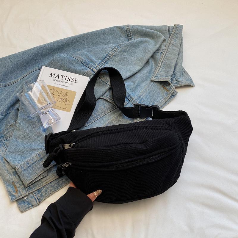 Trendy Women's Corduroy Crossbody Bag - Large, Simple Solid Color Shoulder Bag