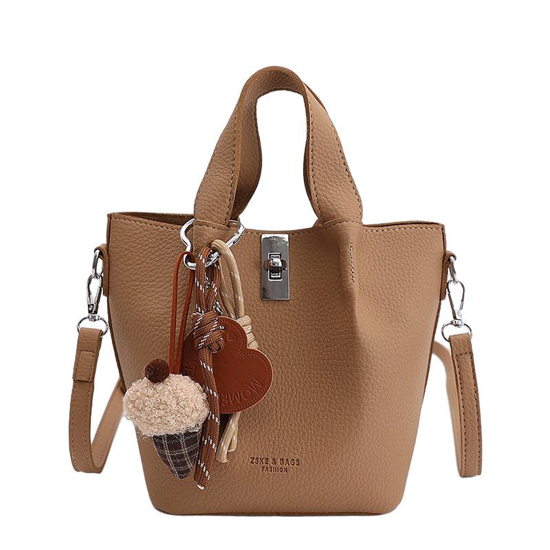 Single Shoulder Bag, Fashionable Handbag, High-end Bucket Bag, Women's Small Clutch Bag, Lychee Pattern Handbag