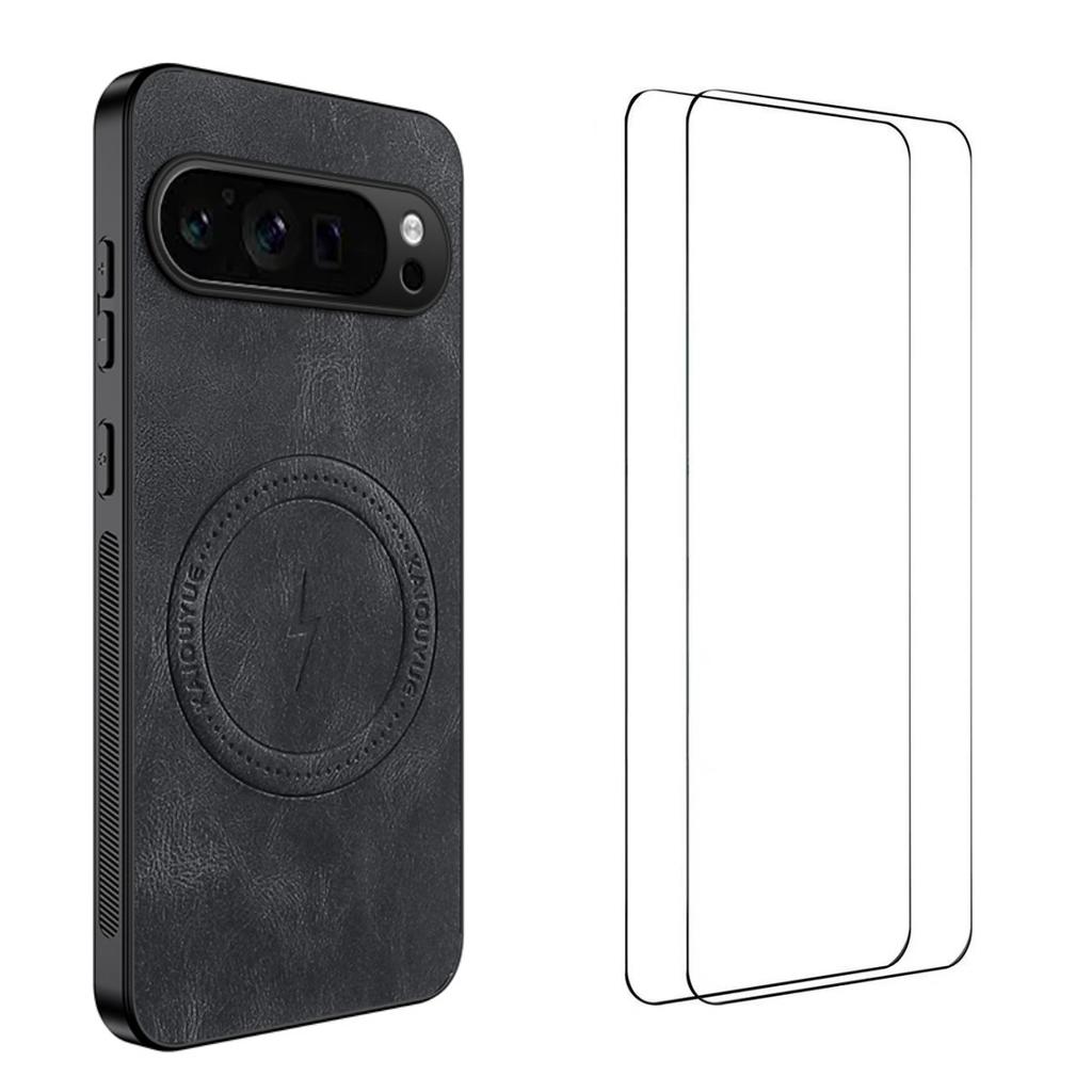 For Google Pixel 9 Pro XL Magnetic Case WANLONFENG SD Series PC TPU Phone Cover with 2Pcs Screen Film