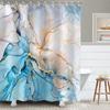 Blue Marble Shower Curtain, Abstract Teal Navy Ombre Striped Design With Hooks