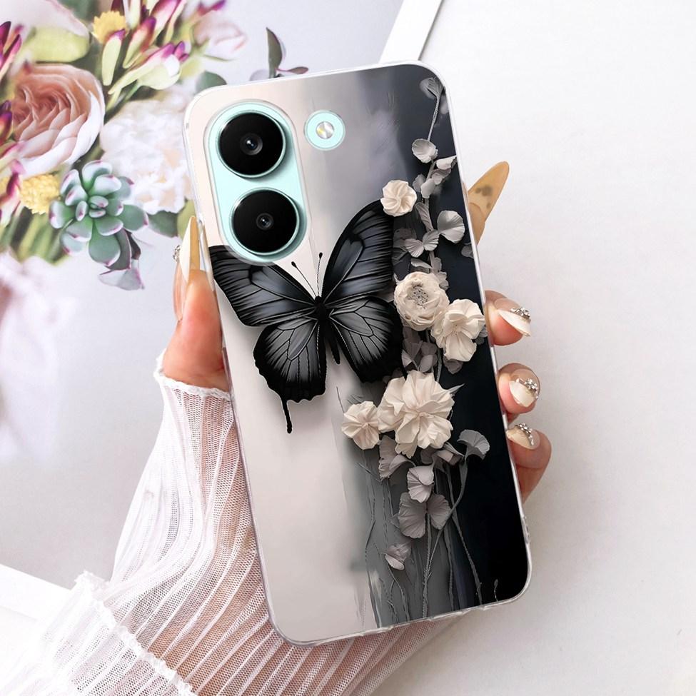 6.59'' Case For Xiaomi Poco X8 Pro 5G Cover Transparent Fashion Flowers Cute Cat Cool Painted Soft Casing 2511FPC34G