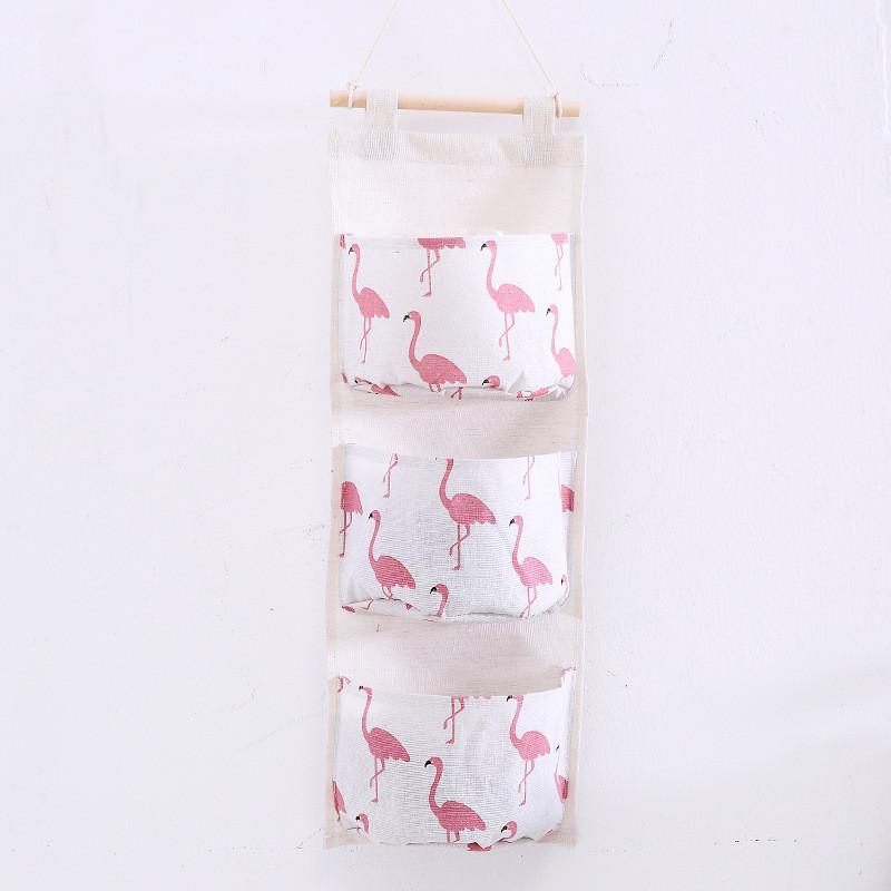 Cotton Linen Hanging Storage Bag With Multilayer Design For Living Room Organization