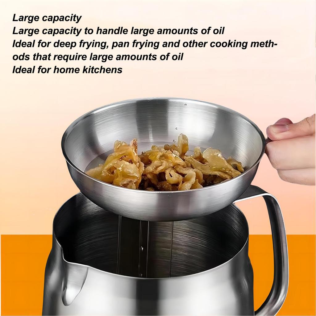 Ölfiltertopf aus Edelstahl, großes Fassungsvermögen, Ölsiebtopf aus Edelstahl, einfache Reinigung, Mehrzweck für Küchenbedarf
