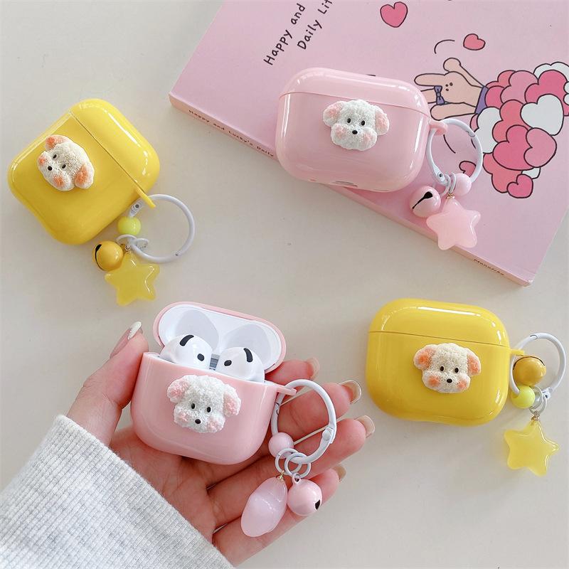 Cute Three-dimensional Dog for AirPods 1 Generation Protective Case Second Generation 1 Generation Pro1 Apple Bluetooth Headset Case Female