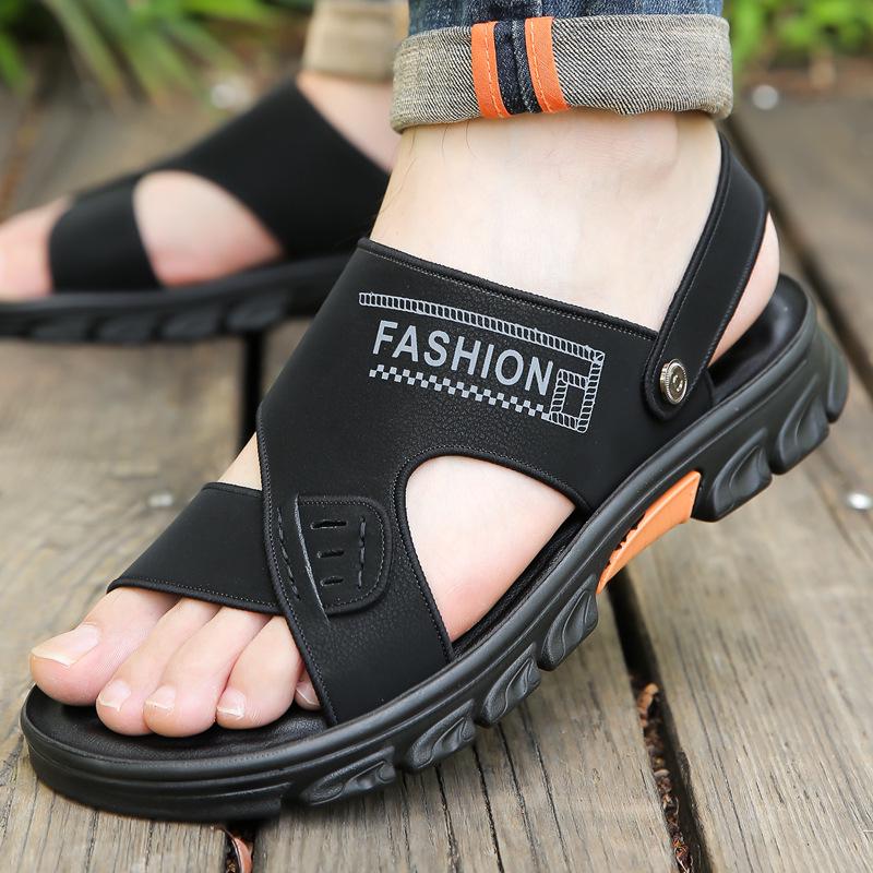 Męskie letnie sandały plażowe z miękkiej skóry, antypoślizgowe, model 2025 – codzienne kapcie do noszenia na zewnątrz