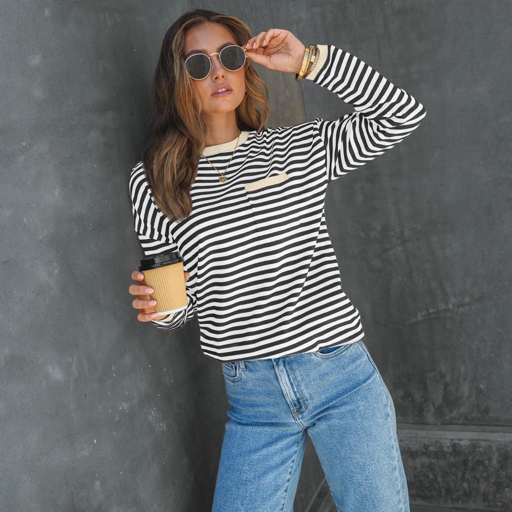 Women's Striped Fashion Long-sleeved Top
