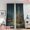 2pcs 2D Flat Printing Merry Christmas Trendy Curtains Cozy Winter Village Christmas Tree Digital Printed Polyester Drapes Spring