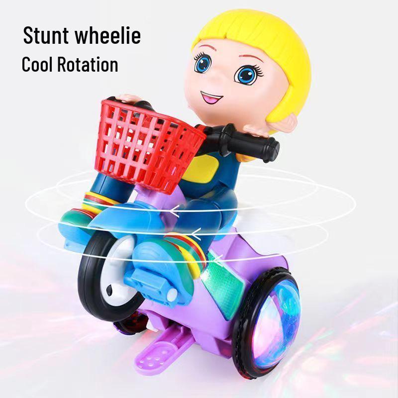 

Электрический трюковой трехколесный велосипед, игрушечная машинка с вращающимися огнями и музыкой для мальчиков и девочек No Screwdriver No Battery