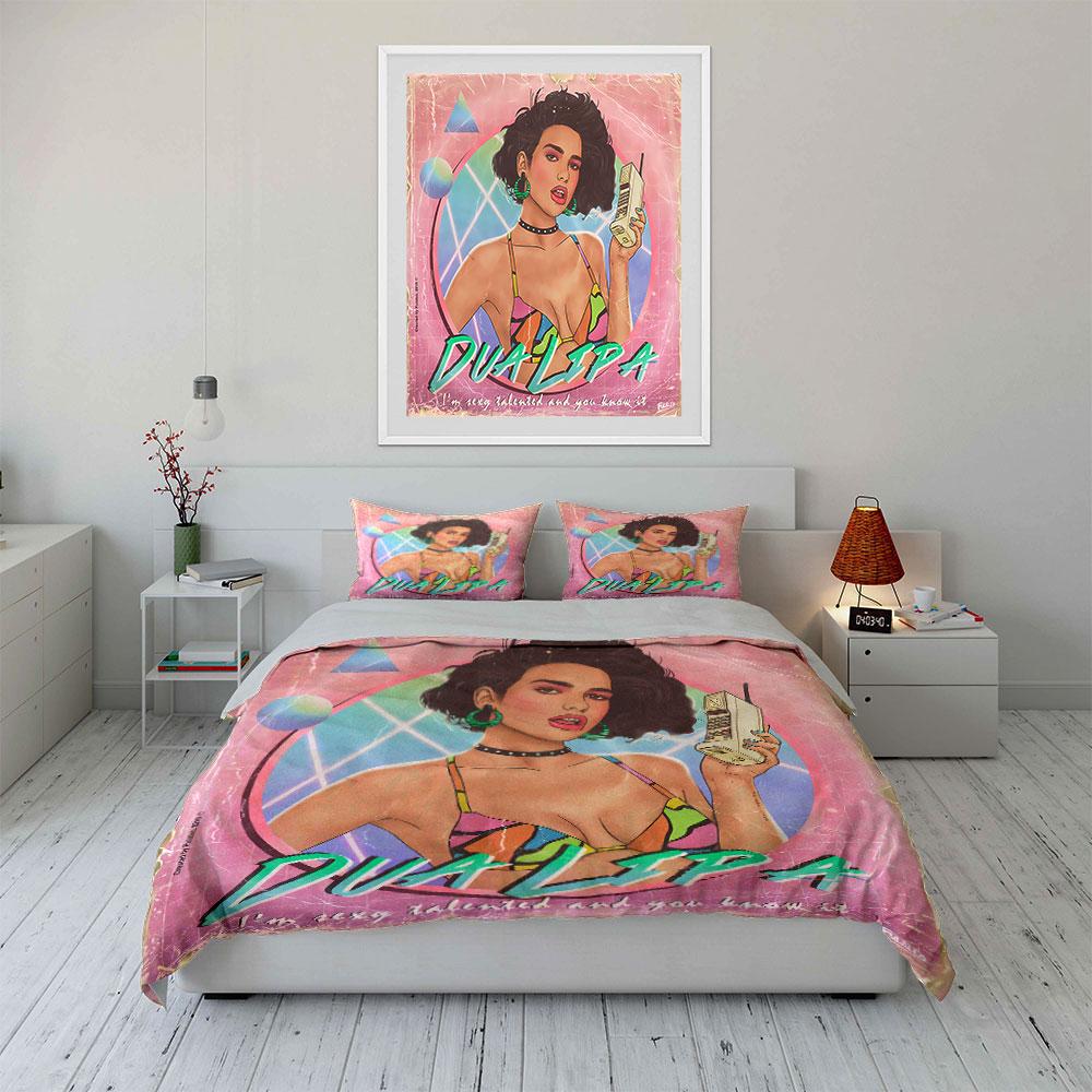 Retro Pop Art Style Female Design Bedding Duvet Cover Set Duvet Cover Pillowcases (1*Duvet Cover 2*Pillowcases, Without Duvet Insert)