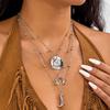 3Pcs/Set Vintage Hat Cowboy Boot Pendant Necklace for Women Bohemian Blue Stone Beads Chain Choker Daily Jewelry Y2K Accessories