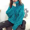 Turtleneck Sweater Thickened Loose Crochet Stripe Women Short Knit Pullover Warm  Pull Jumper Casual Commuting New Fashion Autumn Winter