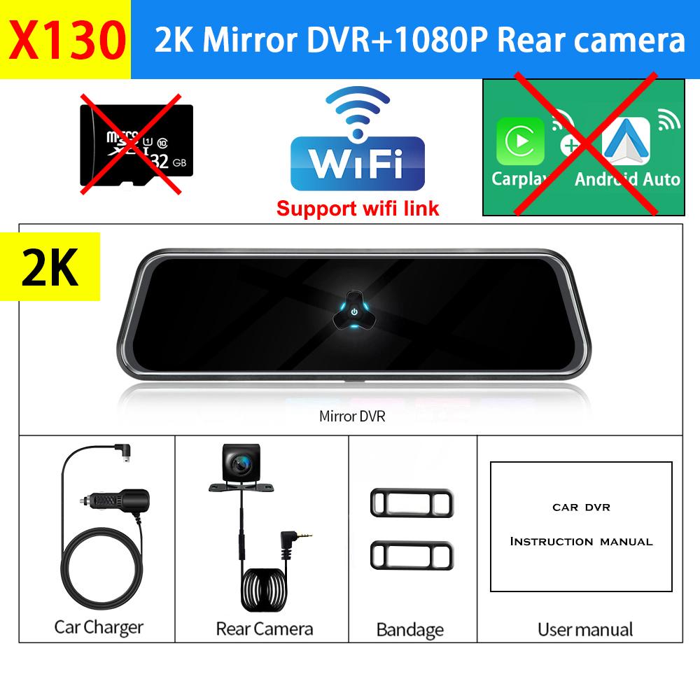 

4K 3840*2160P 10-дюймовый автомобильный видеорегистратор Carplay Android Auto WIFI Dash Cam BT FM Drive Recorder Dashcam Camera Stream RearView Mirror