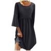Women's Color Round Neck Seven-Part Sleeve Sub Bohemian Dress