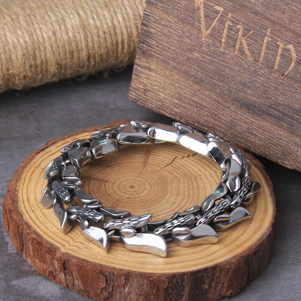 Wikinger Ouroboros Punk-Armband für Männer Edelstahl Modeschmuck Straßenkultur Vintage Hippie-Stil