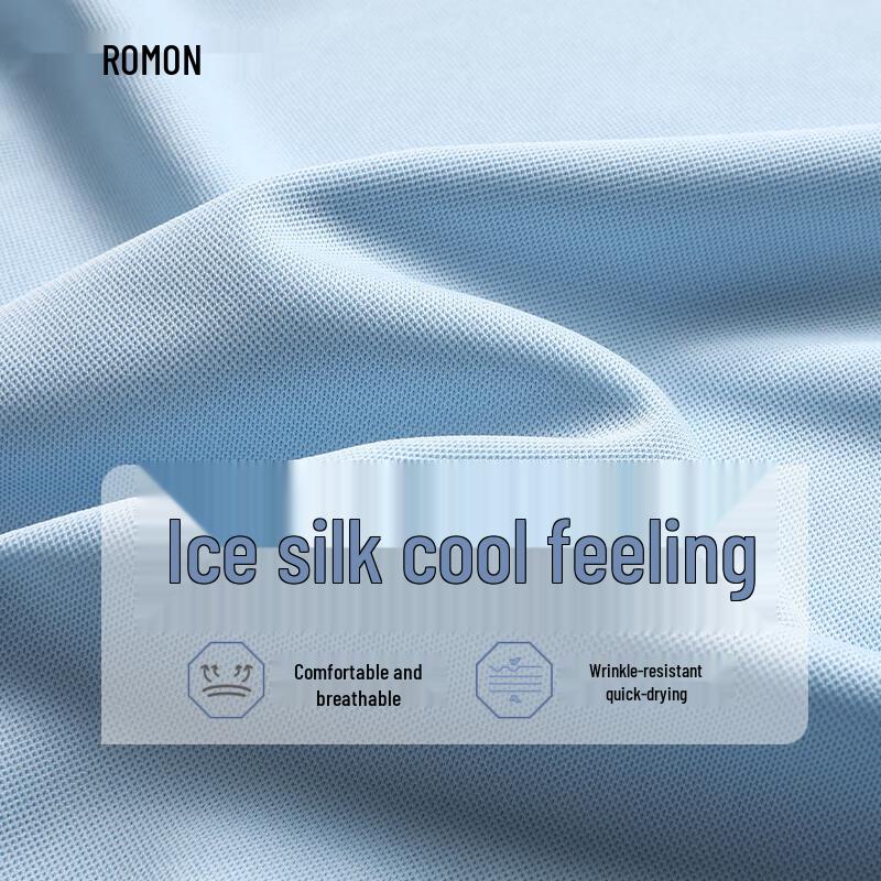Romon Men's Anti-Wrinkle Ice Silk Short Sleeve Polo Shirt