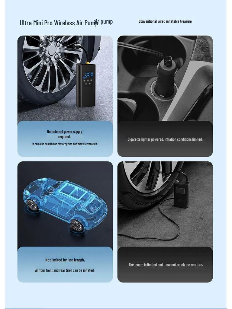 Wireless Mini Electric Car Tire Air Pump