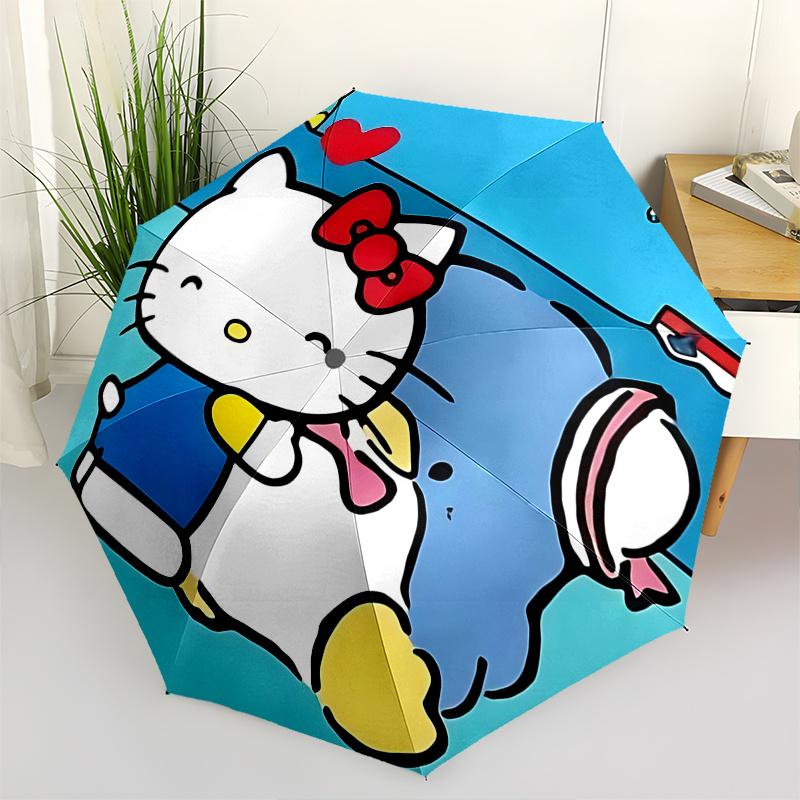 

1pc Hello Kitty Automatic Opening/Closing Umbrella with Portable Tri-Fold Design, 8-Bone Iron Frame Outdoor Umbrella - Perfect Gift for Fans, Traveler