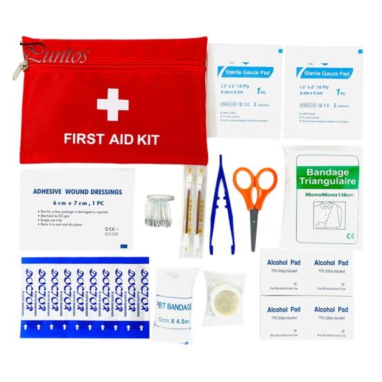 Durable First Aid Kit Waterproof Lightweight Portable Emergency Solid Color Zipper Camping Essentials Travel Survival