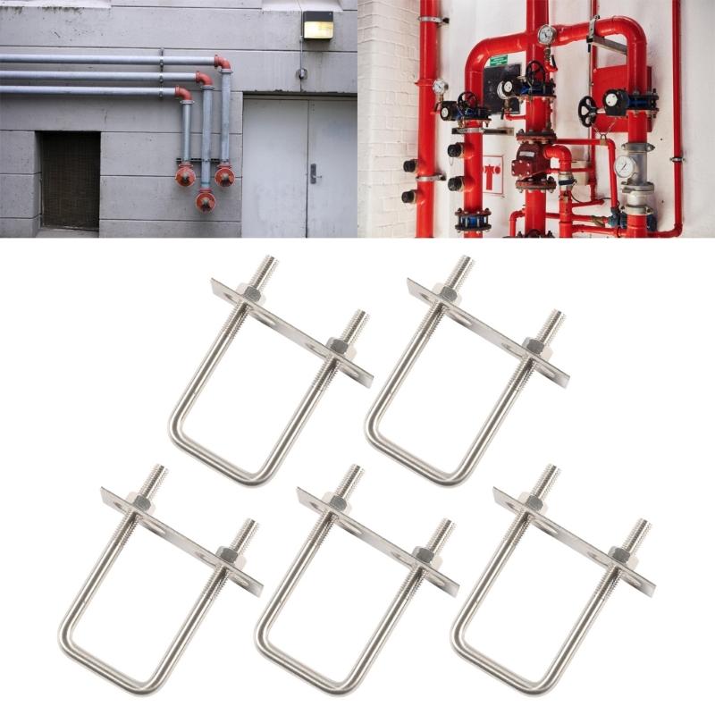5Pieces Square Bents Square Bolts Craft of Stainless Steel With Frame Plates for Boats Trailer Pipe Various Use