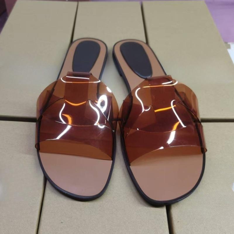 Fashion 2025 Transparent PVC Women Beach Shoes Summer Brand Leisure Open Toe Flat Bottom Ladies Slippers Outdoor Comfort Designer Slides