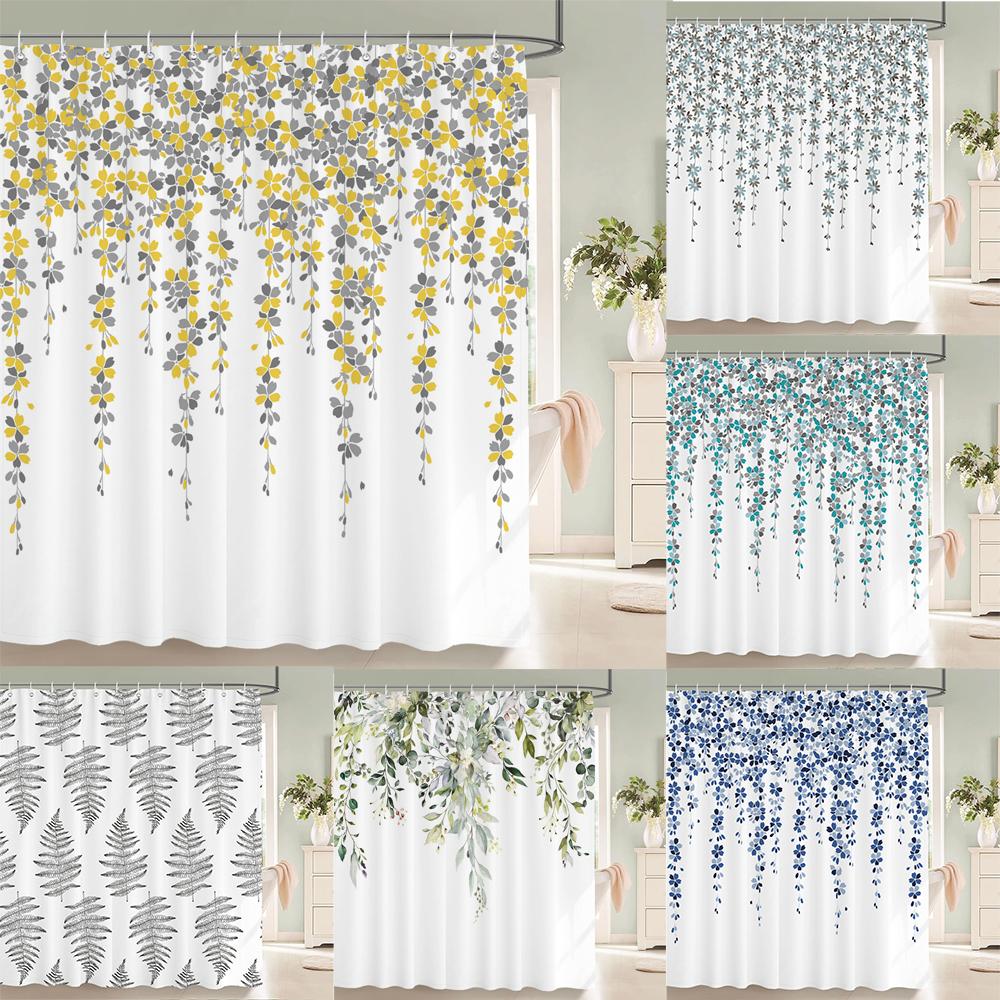 Piccolo Fresco Floreale foglie Fiori Tenda da Doccia Bagno Impermeabile Poliestere Multimisura Stampa 3D Tende per Doccia Bagno