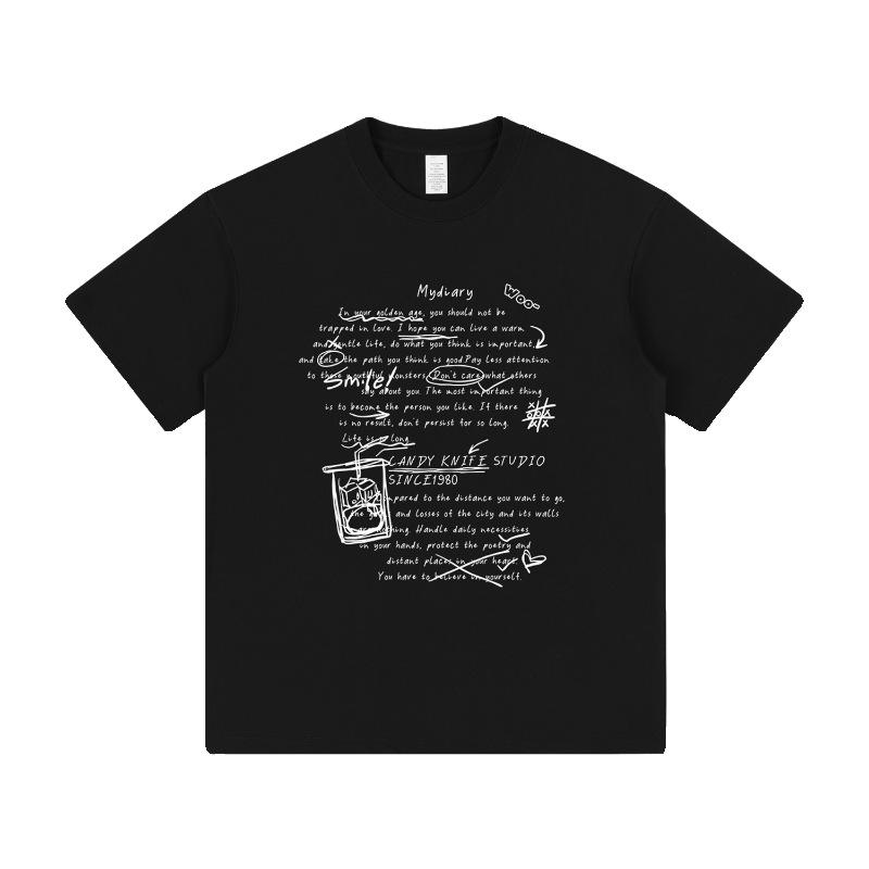 American Graffiti Apricot T-Shirt - Unisex Loose Fit Half Sleeve Pure Cotton