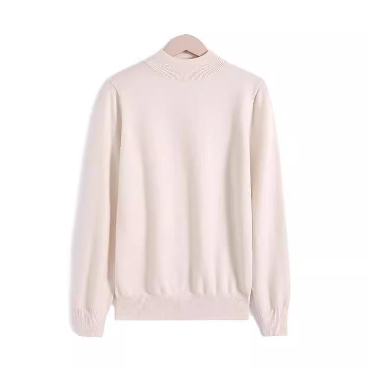 Sweter w kolorze wina damski jednolity kolor długi rękaw ciepły dzianinowy luźny półgolf pulower na jesień i zimę