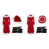 Mrs. Claus Costume Christmas Red Velvet Dress for Women Long Sleeve V Neck Cosplay Outfit with Santa Hat And Belt