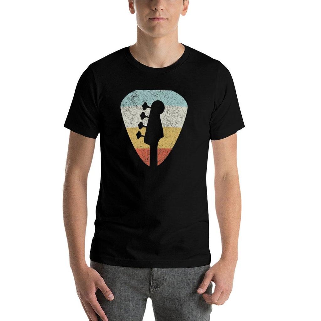 Retro Bass Player Guitar Pick T-Shirt man t shirts for men casual funny t shirts dark humor t shirts with prints T-Shirt