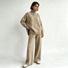 Turtleneck Sweater Set Women's European, American Autumn and Winter New Loose Casual Lazy Thickened Knitted Trousers Wide-leg Trousers