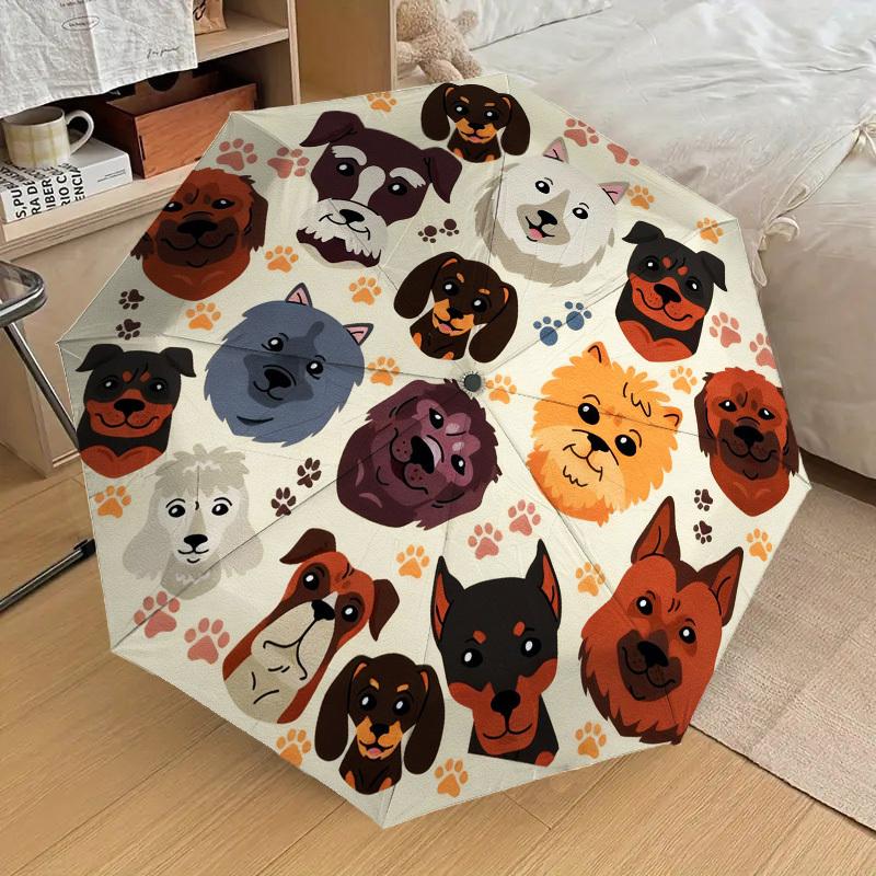 

1pc Dogs Automatic Folding Umbrella, Heavy Duty 8 Rib Iron Frame, Compact Portable Umbrella Suitable for Travel, Daily Use, Birthday, Decor Gift 80