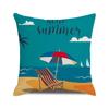 Watercolor Summer Beach Digital Printing Short Plush Pillow Covers for Car Sofa Office Cushion Cover Home Goods 60x60cm