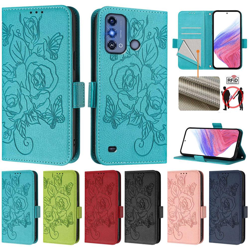 RFID Shielding Wallet Case For ZTE RedMagic10 Air Blade V70 V60 Vita Z60 Ultra A35 A35E A53 Pro A73 A75 Axon 60 Lite Phone Cover